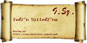 Iván Szilvána névjegykártya